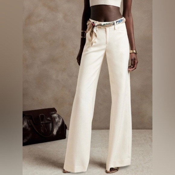 NWT! Banana Republic Women's Ivory Lido Wide Leg Wool Pants - Picture 1 of 4